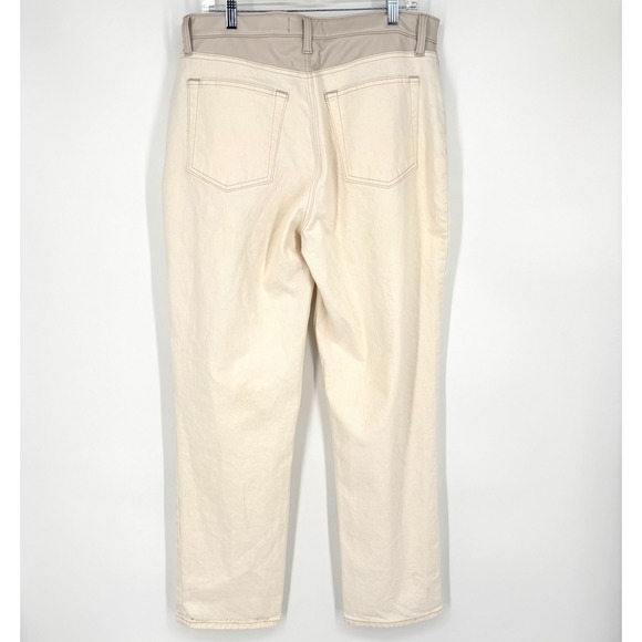 Abercrombie & Fitch 90s Straight High Rise Curve Love Jeans Sz 33 Faux Leather - Picture 8 of 13